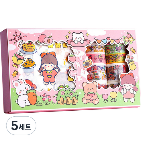 동아피엠에스 DIY 다꾸 종이 스티커 + 마스킹 데코테이프 기프트박스 세트, MK-2353, 5세트