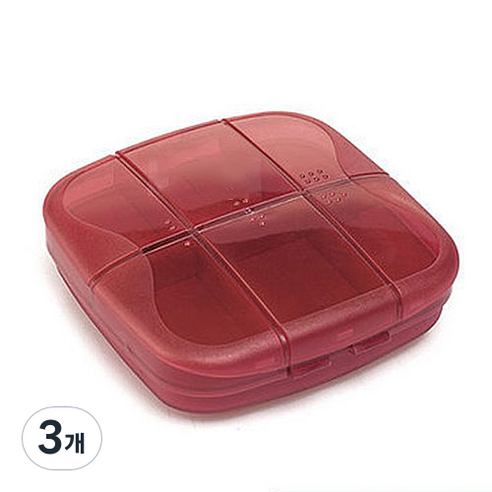 컴팩트 대용량 알약 케이스 레드, 3개