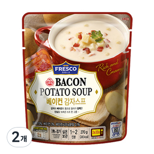 오뚜기 프레스코 상온 베이컨 감자스프, 270g, 2개