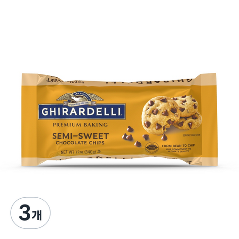 기라델리 세미스위트 초콜릿칩, 340g, 3개