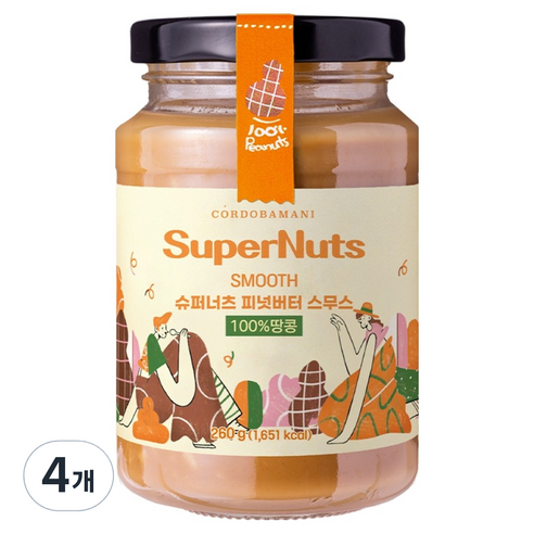 슈퍼너츠 피넛버터 스무스, 260g, 4개