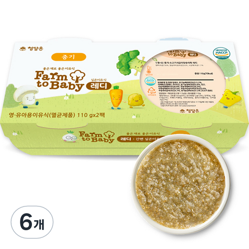 팜투베이비 레디 실온이유식 중기, 소고기시금치양송이죽, 110g, 6개