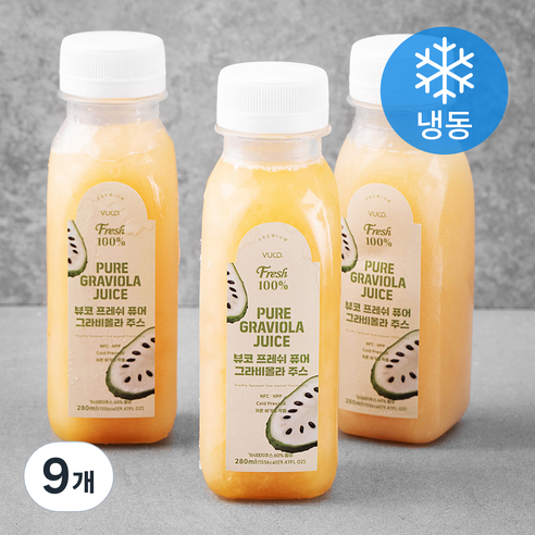 뷰코 프레쉬 퓨어 그라비올라 저온 비가열 착즙 주스 (냉동), 280ml, 9개