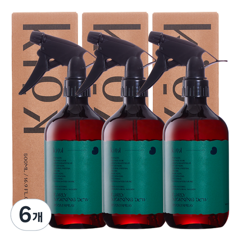 KiOK 섬유탈취제 대용량 룸스프레이 본품 얼리 모닝 듀, 500ml, 6개
