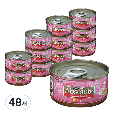 앱솔루트홀리스틱 고양이 캔 간식 헤어볼 80g, 참치, 48개