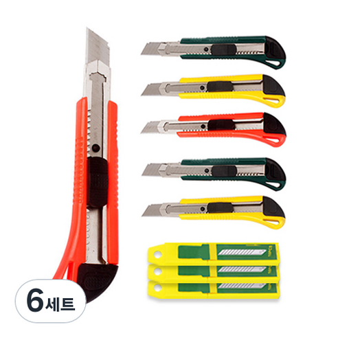 다다 대형 커터칼 6개 + 칼날 30개, 랜덤발송, 6세트