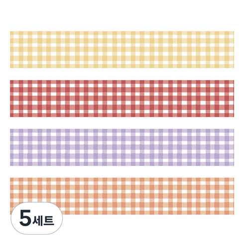 마켓A 플레이드 종이 마스킹테이프 2cm x 2m 4종 세트, TYPE6, 5세트