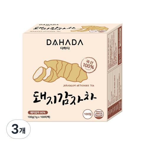 다하다 티백 돼지감자차, 3개, 100개입, 1g