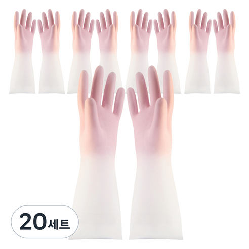 모나홈 예쁜 반투명 니트릴 고무장갑 양손착용 세트, 파스텔핑크, 중(M), 20세트