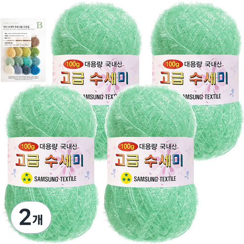 yarna 대용량 고급수세미 뜨개실 볼 100g x 4p + B인쇄도안 8종 세트, 133 소프트민트, 2개