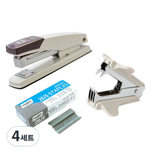 화신 133스테이플러 + 33호침 + 겸용제침기 세트, 아이보리(스테이플러), 4세트