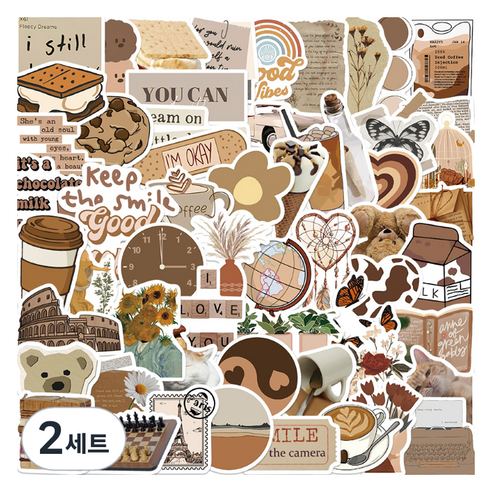 특별한상점 캐리어 노트북 여행 방수 스티커 세트 TT141-60PCS, 초콜릿 쿠키, 2세트