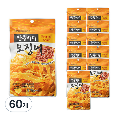 서울지앤비 땅콩버터 오징어, 60개, 18g