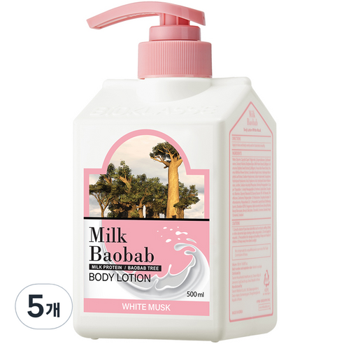 밀크바오밥 바디로션 화이트머스크향, 500ml, 5개