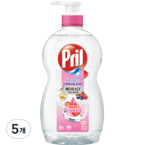 프릴 시크릿오브 베이킹소다 주방세제 와일드베리향, 700ml, 5개