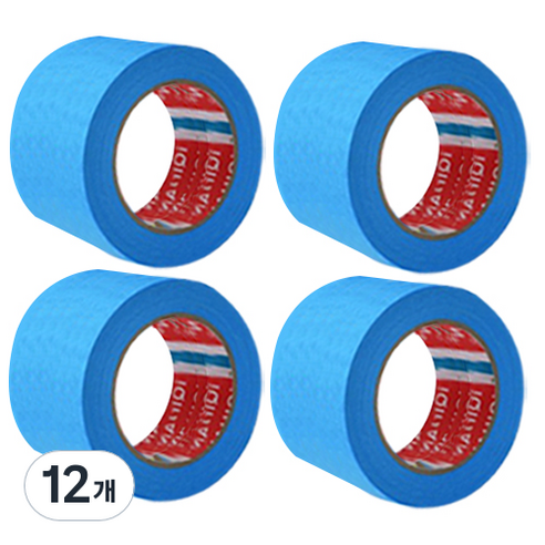 iQIHAN 다다 칼라 마스킹테이프 파랑 50 mm x 20 m, 12개