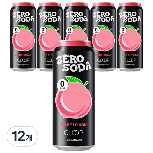 클룹 제로소다 탄산음료 복숭아, 12개, 500ml