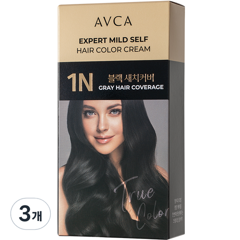 아브카 엑스퍼트 순한 셀프 염색 새치 전용 염모제, 블랙, 3개