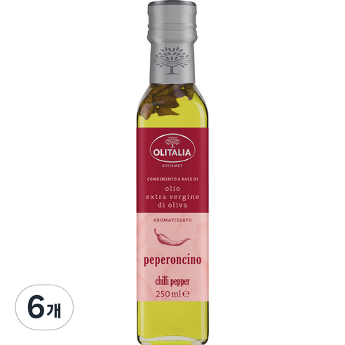 올리타리아 고추 엑스트라버진 올리브유, 250ml, 6개
