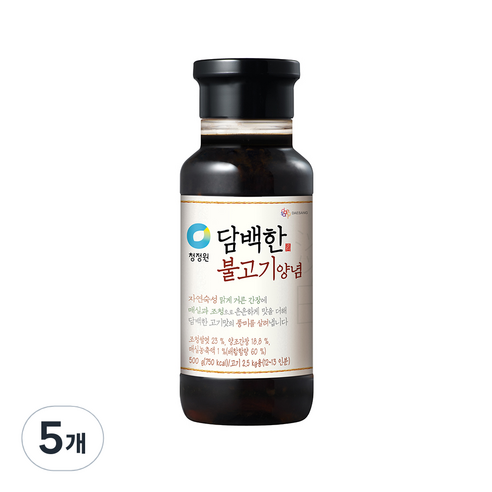 청정원 담백한 불고기양념, 5개, 500g