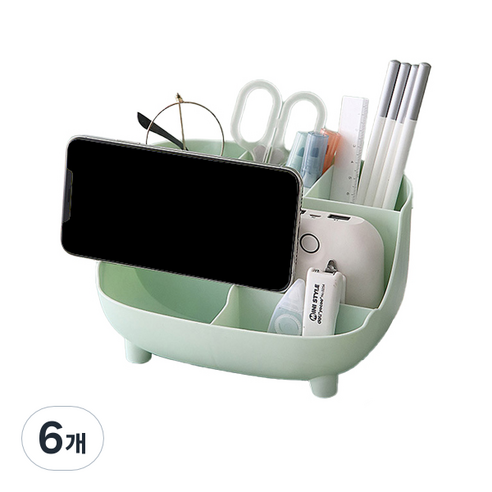 베러홈 책상정리함 연필꽂이, 그린, 6개