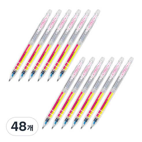 자바펜 네온 3겔 형광 중성펜 0.5mm, 형광핑크, 48개
