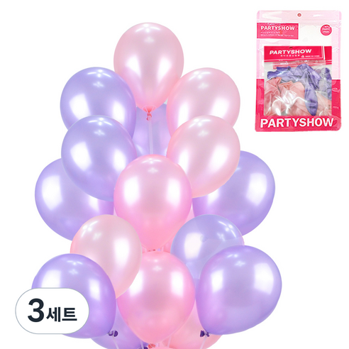파티쇼 파티 장식 풍선 2종 x 10p 세트, 펄 라이트라벤다, 펄 라이트핑크, 3세트