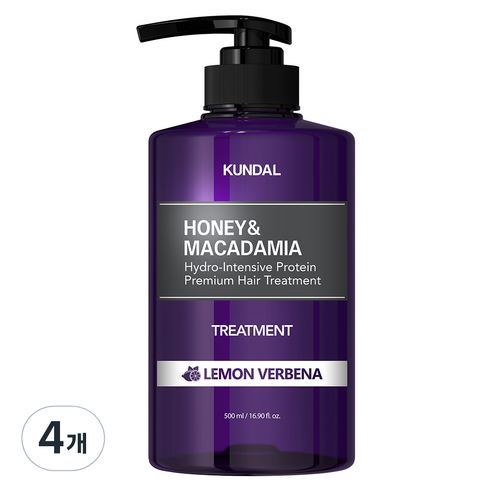 쿤달 허니 앤 마카다미아 헤어 트리트먼트 레몬버베나향, 500ml, 4개