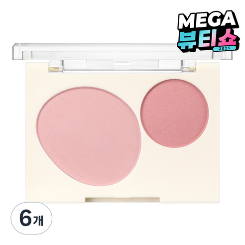 지베르니 플러피 듀얼 블러셔 7.4g, 6개, 02 로지 베이지