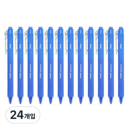 신지 토모 퀵 드라이 중성 젤펜 0.38mm, 블루, 24개입