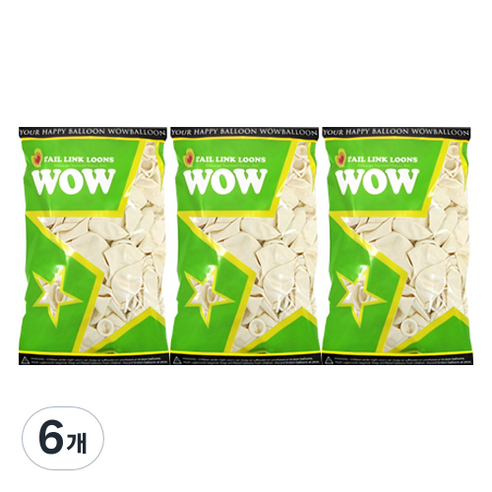 와우파티코리아 와우링커룬 풍선 15cm 50p, 펄화이트, 6개
