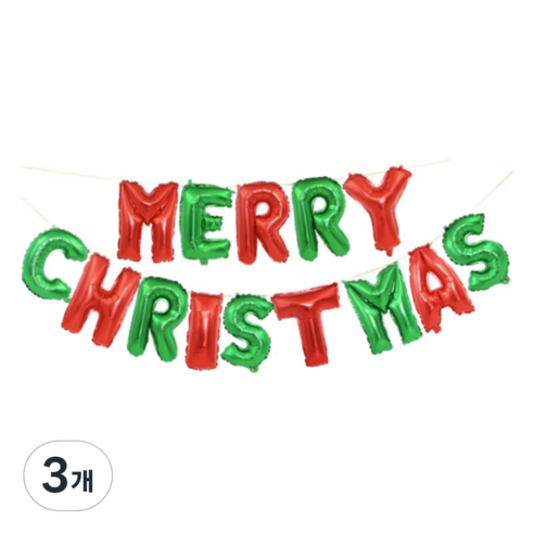 타이탄 크리마스 이벤트 생일 파티 풍선 merry christmas, 레드 + 그린, 3개