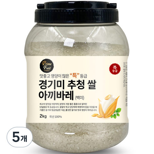 Prime Field 경기 추청 아끼바레 백미 특등급, 2kg, 5개