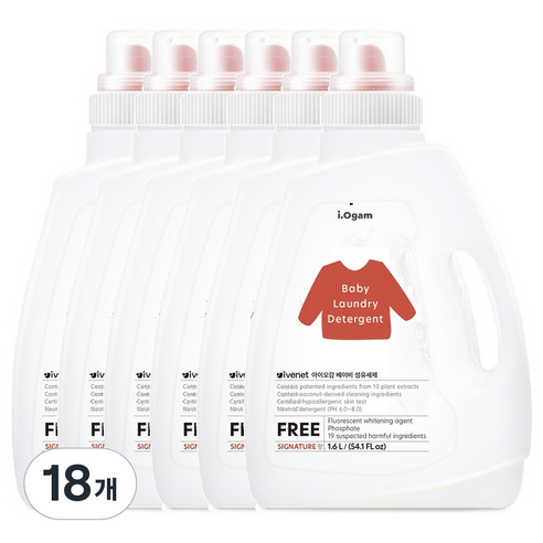 아이오감 베이비 섬유 유아세제 1600ml, 18개