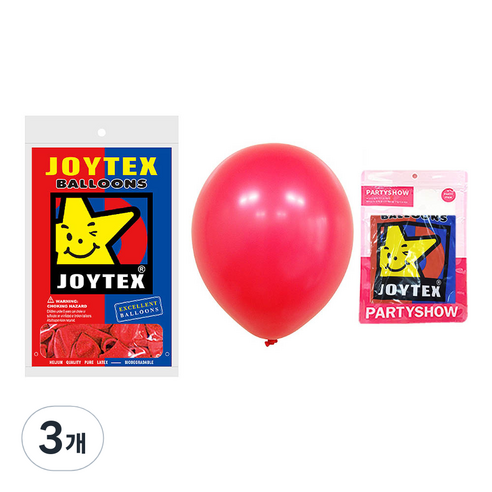 파티쇼 수입 스탠다드 풍선 30cm 100p, 레드, 3개
