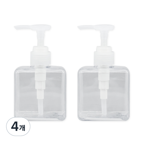 뉴앤룩 사각 디스펜서 주방세제 리필용기 일반형 250ml, 투명, 4개
