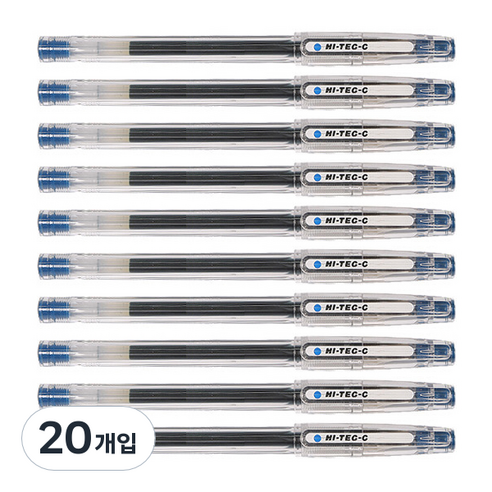 파이롯트 하이테크C 중성펜 0.4mm, 블루(L), 20개입