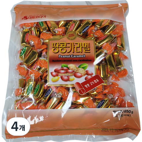 영웅아빠 옛날 땅콩 카라멜 캔디, 650g, 4개