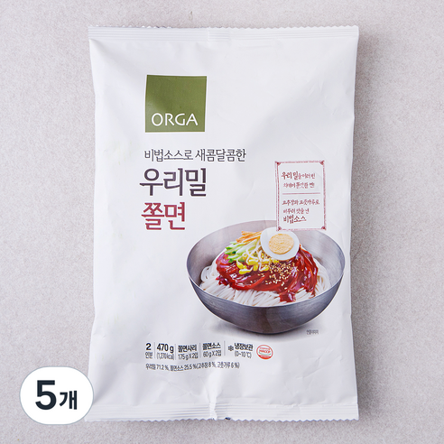 ORGA 비법소스로 새콤달콤한 우리밀 쫄면 2인분, 470g, 5개