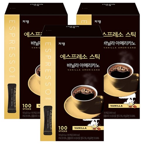 쟈뎅 에스프레소 스틱 바닐라 아메리카노 원두커피믹스, 1g, 100개입, 3개