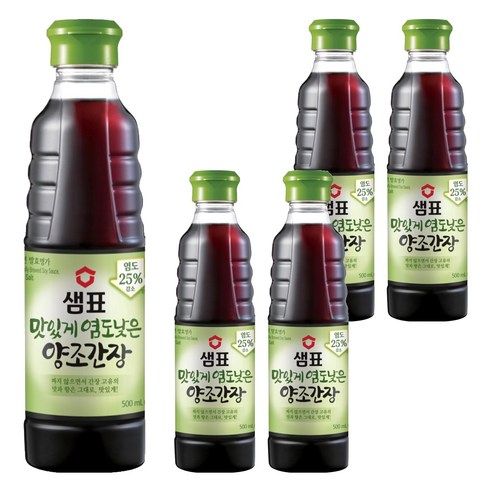 샘표 맛있게 염도낮은 양조간장, 500ml, 5개