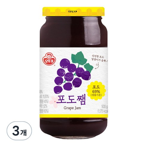 오뚜기 포도쨈, 500g, 3개