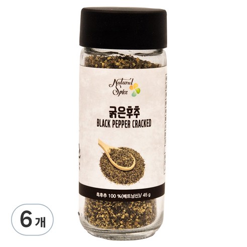 내츄럴스파이스 굵은후추, 45g, 6개