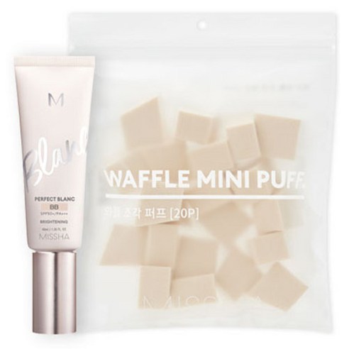 미샤 M 퍼펙트 블랑 비비크림 SPF50+ PA+++ 40ml + 와플 조각 퍼프 20p 세트, 21호 바닐라(비비크림), 1개