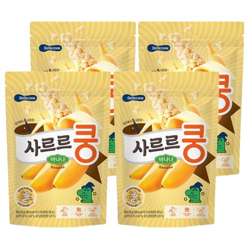 베베쿡 유아용 사르르쿵 과자, 바나나맛, 23g, 4개