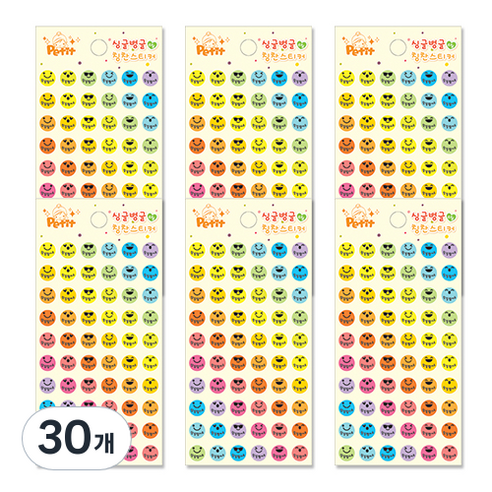 쁘띠팬시 싱글벙글 칭찬스티커 DA5237, 혼합 색상, 30개