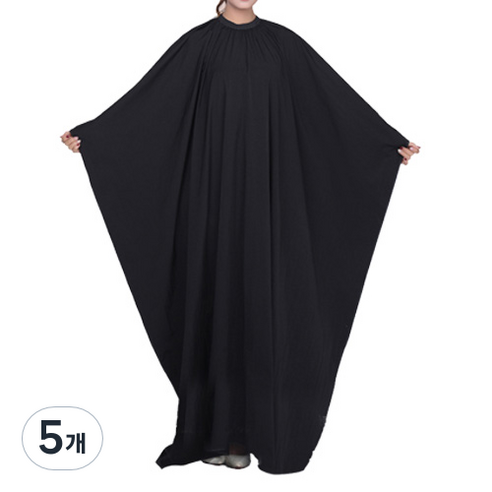 벨크로 찍찍이 손님용 파마 염색 롱 가운 드라이보, 블랙, 5개