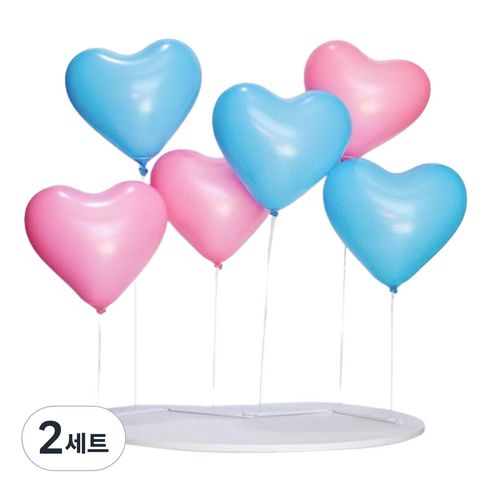 파티쇼 풍선스탠드 하트 세트, 핑크앤블루, 2세트