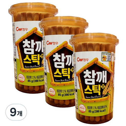 청우식품 참깨스틱 진, 85g, 9개