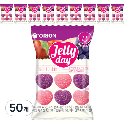 젤리데이 포도 앤 복숭아, 63g, 50개